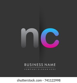 initial logo NC lowercase letter colored grey and blue, pink, creative logotype concept, modern and simple logo design, logo design concept for business and corporate identity.