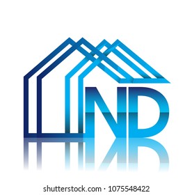 initial logo ND with house icon, business logo and property developer.