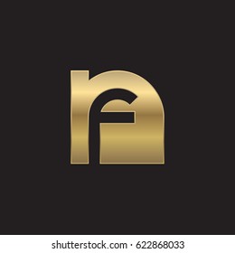 initial logo nf, fn, f inside n rounded letter negative space logo gold