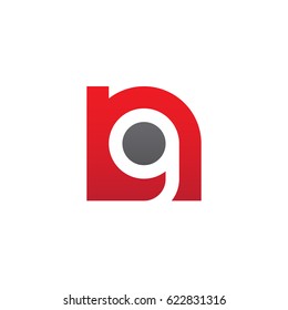 initial logo ng, gn, g inside n rounded letter negative space logo red gray