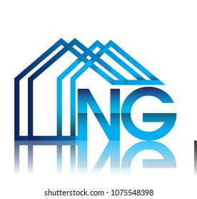 initial logo NG with house icon, business logo and property developer.