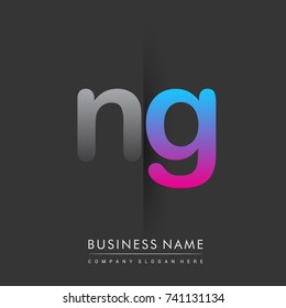 initial logo NG lowercase letter colored grey and blue, pink, creative logotype concept, modern and simple logo design, logo design concept for business and corporate identity.