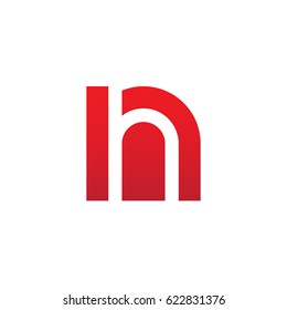 initial logo nh, hn, h inside n rounded letter negative space logo red