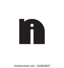 initial logo ni, in, i inside n rounded letter negative space logo black
