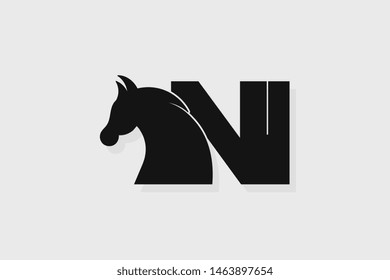 Initial logo NI letter with stallion head. The combination of letters N and I is black
