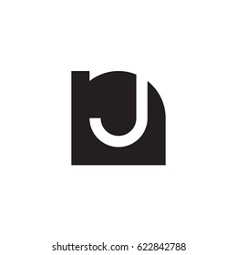 initial logo nj, jn, j inside n rounded letter negative space logo black