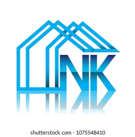 initial logo NK with house icon, business logo and property developer.