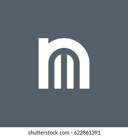 initial logo nm, mn, m inside n rounded letter negative space logo white gray background