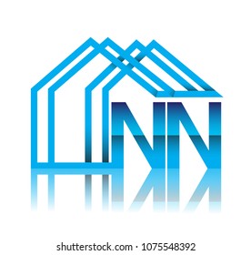 initial logo NN with house icon, business logo and property developer.