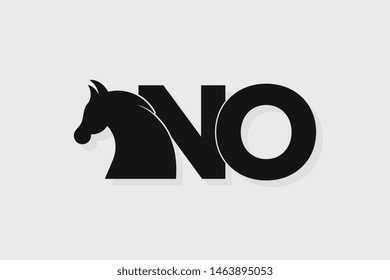 Initial logo NO letter with stallion head. The combination of letters N and O is black