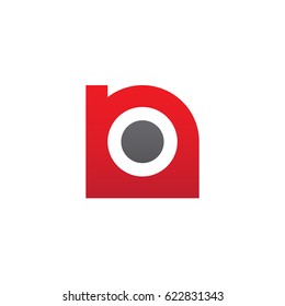 initial logo no, on, o inside n rounded letter negative space logo red gray