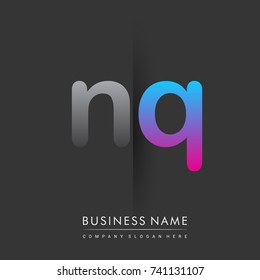 initial logo NQ lowercase letter colored grey and blue, pink, creative logotype concept, modern and simple logo design, logo design concept for business and corporate identity.