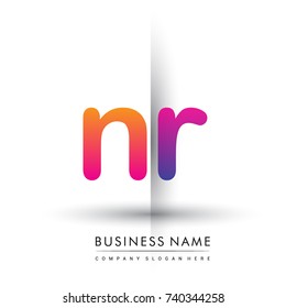 initial logo NR lowercase letter, orange and magenta creative logotype concept, modern and simple logo design.