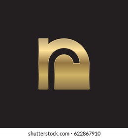initial logo nr, rn, r inside n rounded letter negative space logo gold