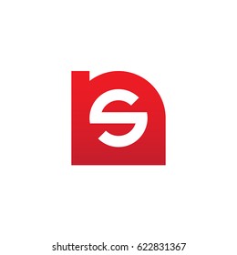 initial logo ns, sn, s inside n rounded letter negative space logo red