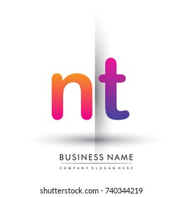 initial logo NT lowercase letter, orange and magenta creative logotype concept, modern and simple logo design.