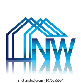 initial logo NW with house icon, business logo and property developer.