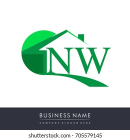 initial logo NW with house icon, business logo and property developer.