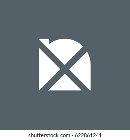 initial logo nx, xn, x inside n rounded letter negative space logo white gray background