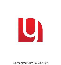 initial logo ny, yn, y inside n rounded letter negative space logo red