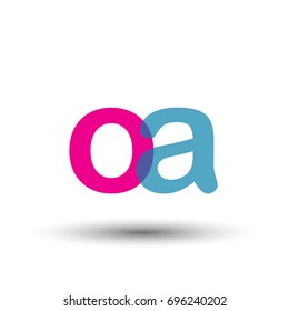 initial logo OA lowercase letter, blue and pink overlap transparent logo, modern and simple logo design.