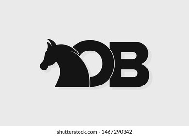 Initial logo OB letter with stallion head. The combination of letters O and B is black