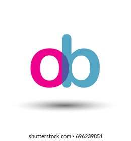 initial logo OB lowercase letter, blue and pink overlap transparent logo, modern and simple logo design.