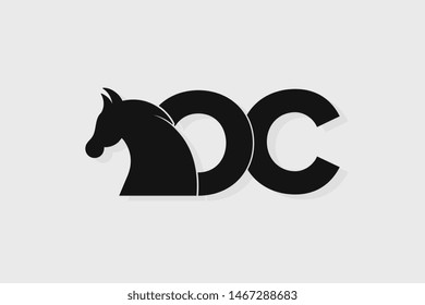 Initial logo OC letter with stallion head. The combination of letters O and C is black