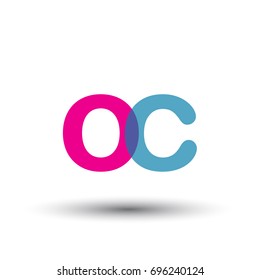 initial logo OC lowercase letter, blue and pink overlap transparent logo, modern and simple logo design.