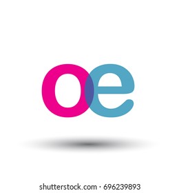 initial logo OE lowercase letter, blue and pink overlap transparent logo, modern and simple logo design.