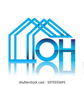 initial logo OH with house icon, business logo and property developer.