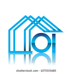 initial logo OI with house icon, business logo and property developer.