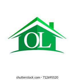 initial logo OL with house icon and green color, business logo and property developer.