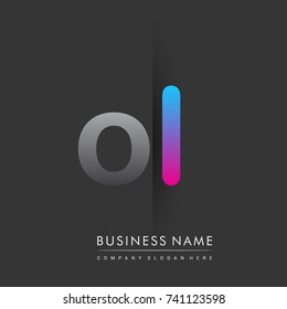 initial logo OL lowercase letter colored grey and blue, pink, creative logotype concept, modern and simple logo design, logo design concept for business and corporate identity.