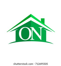 initial logo ON with house icon and green color, business logo and property developer.