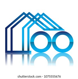 initial logo OO with house icon, business logo and property developer.