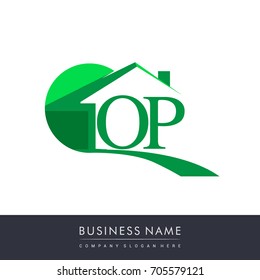 initial logo OP with house icon, business logo and property developer.