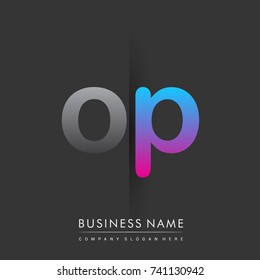 initial logo OP lowercase letter colored grey and blue, pink, creative logotype concept, modern and simple logo design, logo design concept for business and corporate identity.