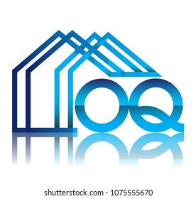 initial logo OQ with house icon, business logo and property developer.
