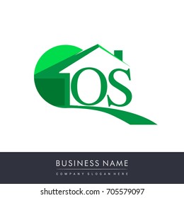 initial logo OS with house icon, business logo and property developer.