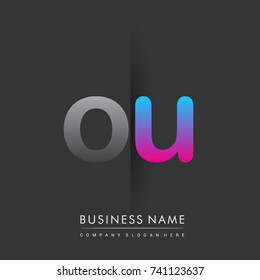 initial logo OU lowercase letter colored grey and blue, pink, creative logotype concept, modern and simple logo design, logo design concept for business and corporate identity.