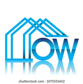 initial logo OW with house icon, business logo and property developer.