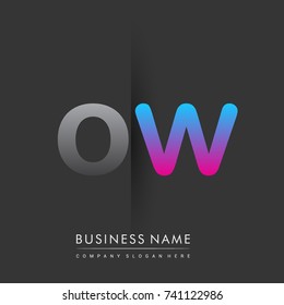 initial logo OW lowercase letter colored grey and blue, pink, creative logotype concept, modern and simple logo design, logo design concept for business and corporate identity.