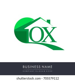 initial logo OX with house icon, business logo and property developer.