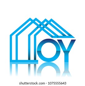 initial logo OY with house icon, business logo and property developer.