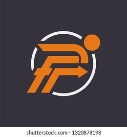 The initial logo P & F, in this logo describes the person who is running and at the bottom of the P there is an arrow as a symbol of direction and speed