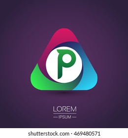 Initial logo P letter colorful icon in the triangle shape, Vector design template elements for your application or company identity.