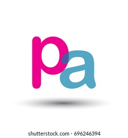initial logo PA lowercase letter, blue and pink overlap transparent logo, modern and simple logo design.