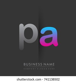 initial logo PA lowercase letter colored grey and blue, pink, creative logotype concept, modern and simple logo design, logo design concept for business and corporate identity.