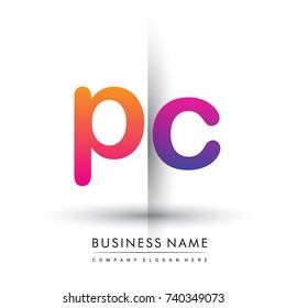 initial logo PC lowercase letter, orange and magenta creative logotype concept, modern and simple logo design.